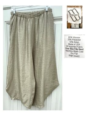 M Square Beige Shimmer Balloon Pant Lagenlook Size 1